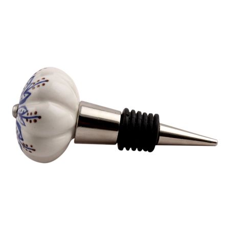 Blue Lotus Ceramic Wine Stopper